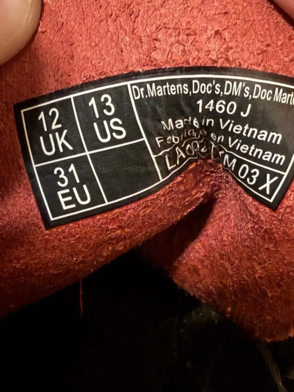 Dr. Martens 1460 J Kids Cherry Red Leather Lace-Up Side-Zip Boots Size US 13